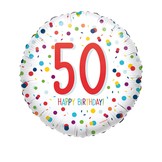 Balónek 50. narozeniny s puntíky 43 cm